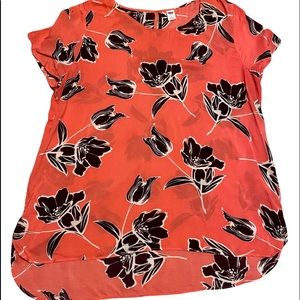 EUC Large Old Navy Coral Floral Short Sleeve Top